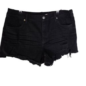 Aerie black distressed denim jean shorts new